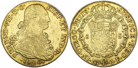 Colombia, Ferdinand VII, 8 escudos, Nuevo Reino, 1820 j.f., with portrait of Charles IV, very fine, scarce

Estimate: GBP 1000 - 1200