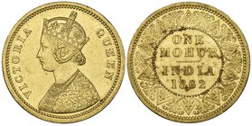 India, Victoria, mohur, 1862, Calcutta mint (Pr. 1; S. & W. 4.1; KM 480), reverse slightly discoloured, generally extremely fine

Estimate: GBP 800 ...