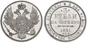 Russia, Nicholas I (1825-55), platinum 3 roubles, 1831 (Bitkin 80; Uzd. 370; F. 160), light surface marks, extremely fine to good extremely fine, with...
