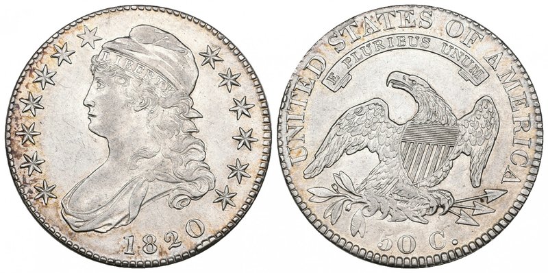 U.S.A., half-dollar, 1820, small date, with curled base to 2 of date, extremely ...