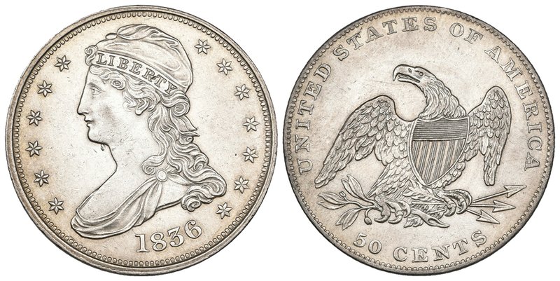 U.S.A., half-dollar, 1836, with reeded edge, surface scuffs, in PCGS holder grad...