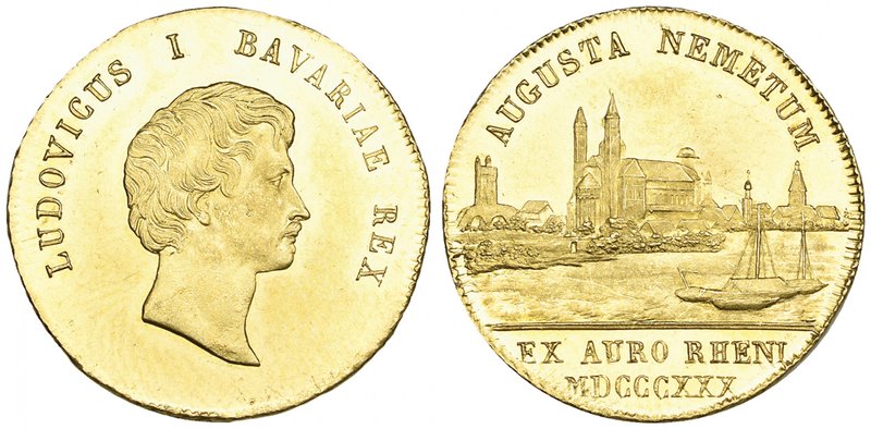 Bavaria, Kingdom, Ludwig I (1825-48), Rheingold ducat, 1830, Latin legend ludovi...