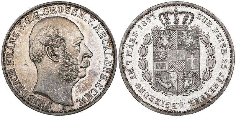 Mecklenburg-Schwerin, Friedrich Franz II (1842-83), Silver Jubilee, 1867, commem...