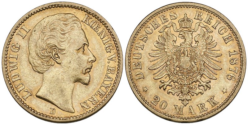 Bavaria, Ludwig II, 20 mark, 1876 d (J. 197), about very fine

Estimate: GBP 1...