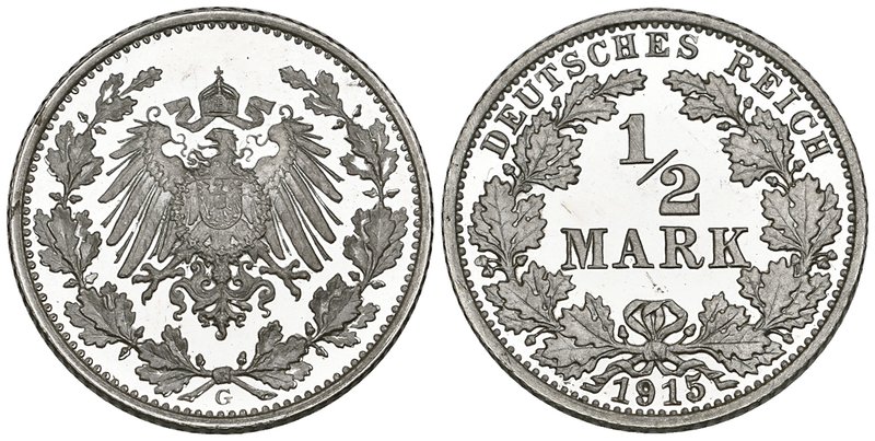 (Baden), Imperial Standard Coinage, Karlsruhe mint, proof ½ mark (4), 1909, 1915...