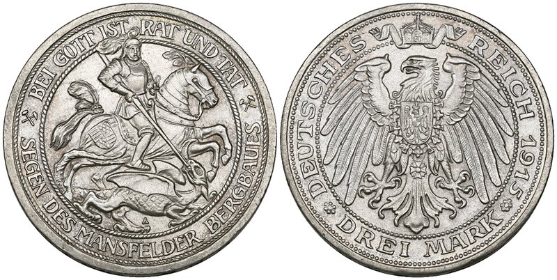 Prussia, Wilhelm II, commemorative 3 mark, 1915, on the centenary of the Absorpt...