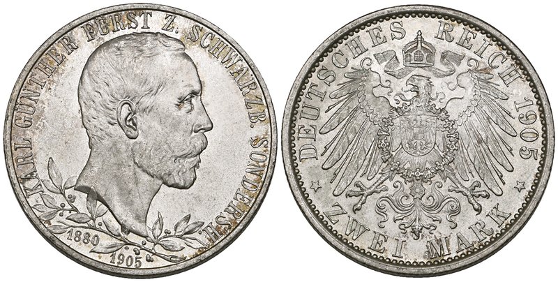 Schwarzburg-Sonderhausen, Karl Gunther (1880-1909), commemorative 2 mark for Sil...