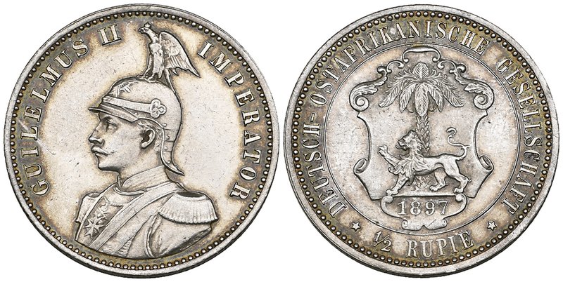 German East Africa, 2 rupien, 1893, 1 rupie (2), 1892, 1904 and ½ rupie, 1897; w...