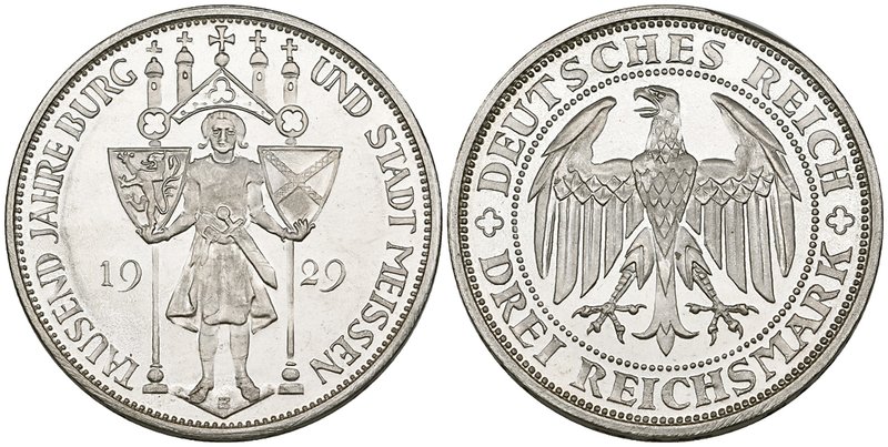 Weimar Republic, Meissen 1,000th Anniversary, proof 3 reichsmark, 1929 e, mint s...