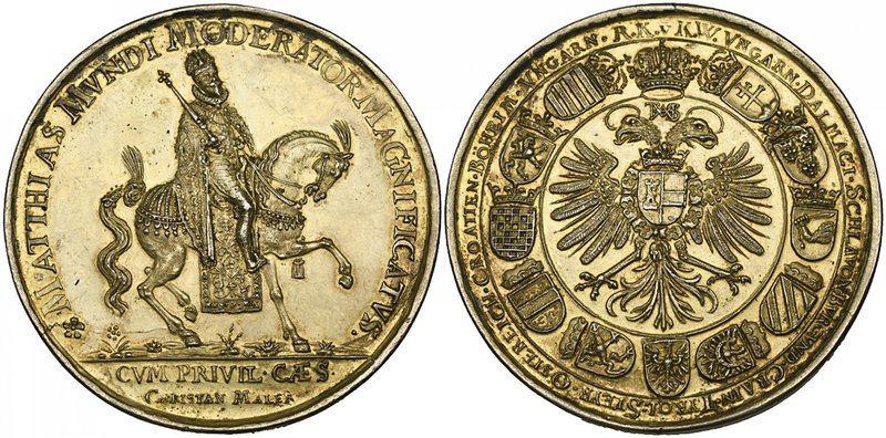 Holy Roman Empire, Matthias II (1612-1619), silver-gilt medal, undated, by Chris...