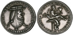Germany, silver anti-Catholic satirical medal (spottmedaille), 1543, by Wolf Milicz, heads of a cardinal and a fool, rev., a bishop and a nun, 39.5mm,...