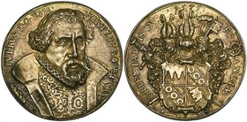 Germany, Julius Echter von Mespelbrunn (Bishop of Würzburg, 1573-1617), gilt medal, 1575, by Valentin Maler, bust facing three-quarters right, rev., h...