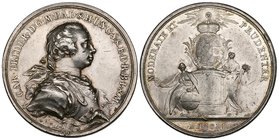 Germany, Baden, Karl Friedrich, Markgraf of Baden (1738-1811), silver medal, 1752, by Anton Schaeffer, bust right, rev., MODERATE ET PRUDENTER, allego...