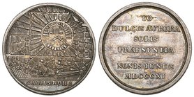 Germany, Baden, Birth of Princess Luise Amalie Stephanie, 1811, silver medal, by Johann Martin Buckle, City plan of Karlsruhe, in ex., carlsruha, rev....