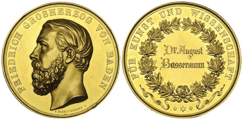 Germany, Baden, Friedrich I, Für Kunst und Wissenschaft, gold prize medal, by Ch...