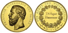 Germany, Baden, Friedrich I, Für Kunst und Wissenschaft, gold prize medal, by Christian Schnitzpahn, awarded to Dr. August Bassermann; obv., bearded b...