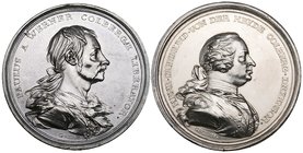 Germany, Brandenburg-Prussia, Paul von Werner, Heinrich Sigismund von der Heyde and the Defence of Colberg, 1760, silver medal by N. Giorgi, bust of G...