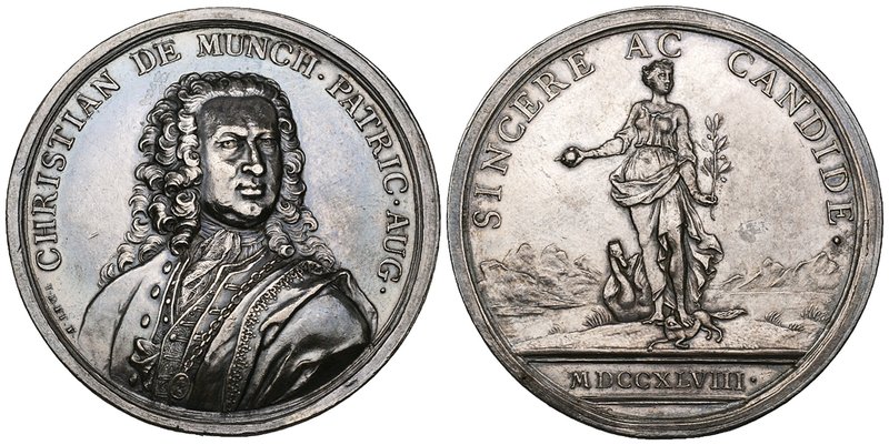 Germany, Christian von Münch (1690-1757, banker in Augsburg), silver medal, 1748...
