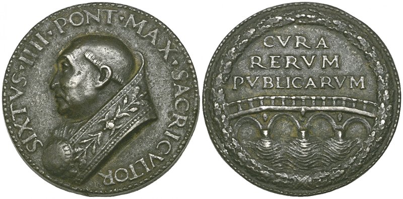 Sixtus IV, Pope (1471-84), bronze foundation medal for the Ponte Sisto (1473), b...