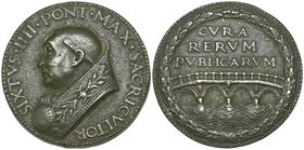 Sixtus IV, Pope (1471-84), bronze foundation medal for the Ponte Sisto (1473), by Ermes Flavio de Bonis (Lysippus the Younger), bust left, rev., view ...