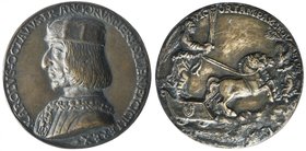 Charles VIII of France (1483-98), bronze medal attributed to Niccolò Spinelli, called Fiorentino, bust left in cap and wearing the order of St. Michae...