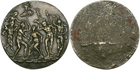The Master IO. F. F., Ariadne on Naxos, bronze plaquette, late 15th century, Ariadne, abandoned by Theseus on Naxos, seated in the centre, surrounded ...