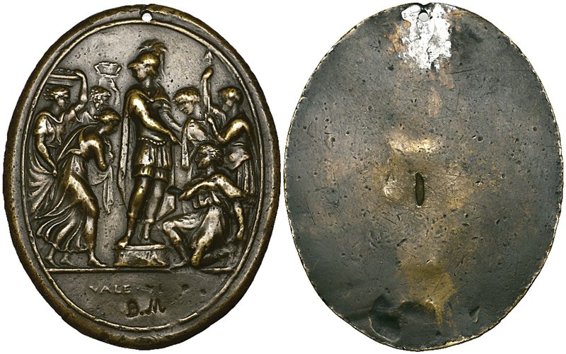 Valerio Belli, The Apotheosis of Scipio, bronze oval plaquette, the Roman genera...