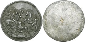 Moderno, The Lion Hunt, lead circular plaquette, 80.6mm (Molinier 217; Bange 478; Kress 168), one edge knock, a very fine early cast, scratch marks on...