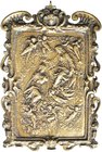 Venetian School, last quarter of the 16th Century, The Coronation of the Virgin, bronze plaquette, Christ and the Virgin in clouds surrounded by cheru...