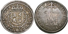 Spain, Carlos II (1665-1700), Segovia, 8-reales, 1687 Br, MA monogram type, 20.28g (Cal. 415), edge clip and slight rubbing on reverse, toned, almost ...