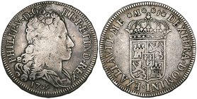 Spain, Felipe V, Madrid, 4-reales, 1709 J, bust right, rev. crowned shield, 13.22g (Cal. 998), fine or better, scarce one-year issue. Ex ANE Sale, Nov...