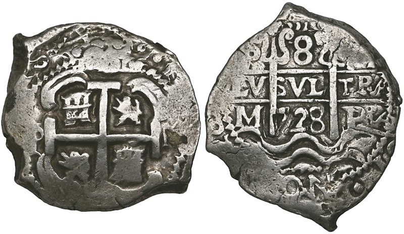 Bolivia, Felipe V, Potosi, cob 8-reales, 1728, M, 27.37g (Cal. 885), good very f...