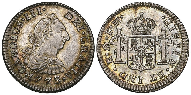 Mexico, Carlos III, Mexico City, portrait coinage, half-real, 1773, fm, 1.69g (C...