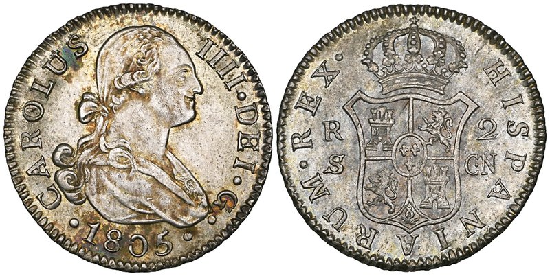 Spain, Carlos IV, Seville, 2-reales, 1805, 1-real, 1802, half-real, 1793, all cn...