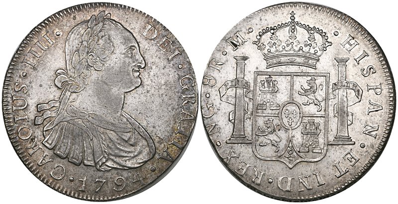 Guatemala, Carlos IV, portrait 8-reales, 1794, m, 26.85g (Cal. 623), some light ...
