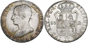 Spain, Jose Napoleon, Seville, 20-reales, 1812, LA, 26.46g (Cal. 35), a little bright, some surface marks, very fine, very rare. Ex Glendining, 11 Jun...