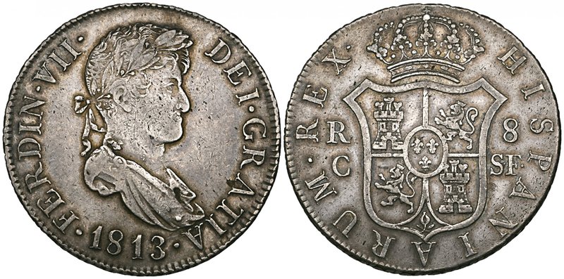 Spain, Fernando VII (1808-1833), Cataluña, 8-reales, 1813, sf, 26.87g (Cal. 383)...