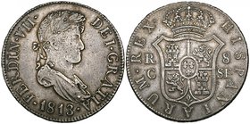 Spain, Fernando VII (1808-1833), Cataluña, 8-reales, 1813, sf, 26.87g (Cal. 383), very fine or better and attractively toned, rare. Ex Wayte Raymond, ...