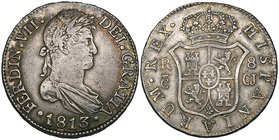 Spain, Fernando VII, Cadiz, 8-reales, 1813, cj, 27.07g (Cal. 375), a few light surface marks, very fine for issue. Ex Wayte Raymond, Glendining, 11 Ju...