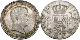 Spain, Fernando VII, Seville, 1822, RD, 20 reales, 20.86g (Cal. 645), attractively toned, good very fine or better, scarce two year type

Estimate: ...