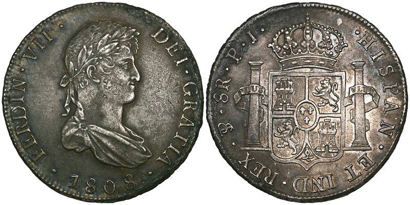 Bolivia, Fernando VII, Potosí, 8-reales (2), 1808, a little corroded at edge, al...