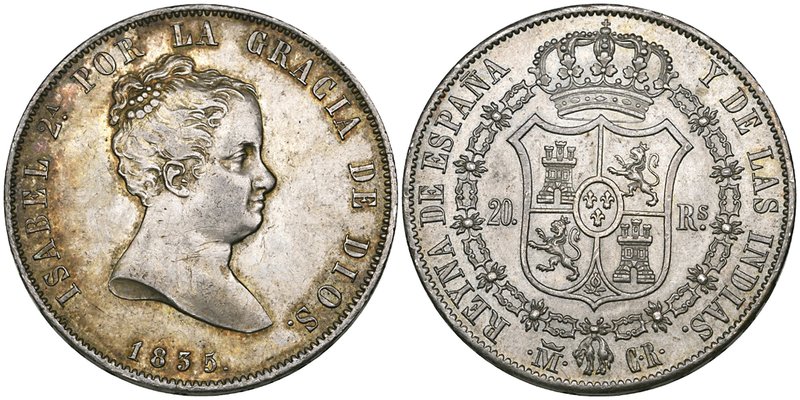 Spain, Isabel II (1833-1868), Madrid, 20-reales, 1835, CR (Cal. 161), surface ma...