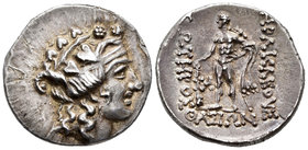 Islas de Tracia. Tasos. Tetradracma. 148 a,C. (SNG Cop-1042). (S-1759). Anv.: Anepígrafa. Cabeza de Dionisos a derecha, con corona de hojas de parra y...