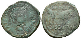 Cascantum. As. 14-36 a.C. Cascante (Navarra). (Abh-691). (Acip-3157). Rev.: Toro parado a derecha con leyenda encima MVNICIP y debajo CASCANTVM. Ae. 1...