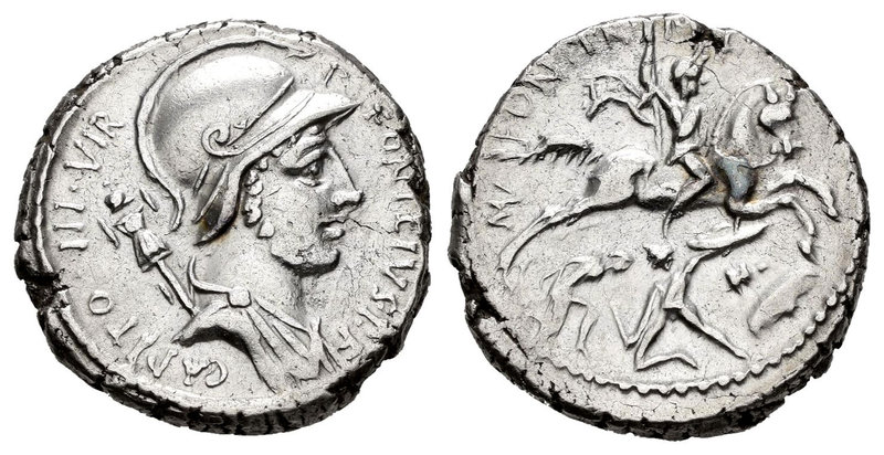 Fonteia. Denario. 55 a.C. Roma. (Ffc-723). (Craw-429-1). (Cal-1). Anv.: Busto de...