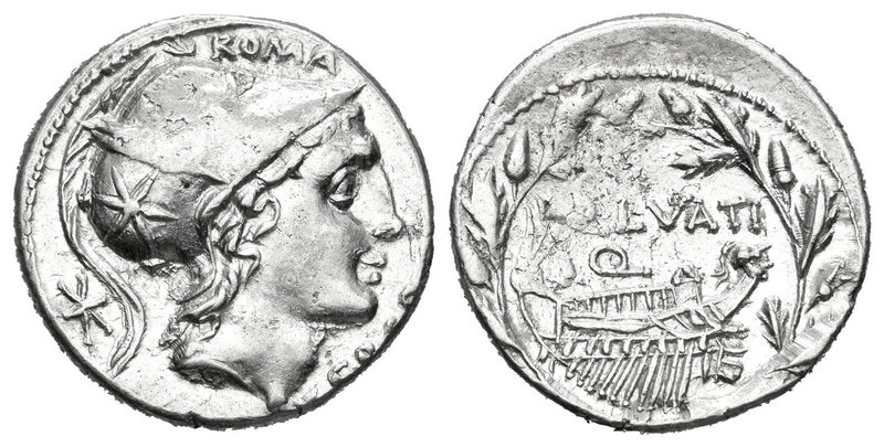 Lutatia. Denario. 109-108 a.C. Sur de Italia. (Ffc-828). (Craw-305/1). (Cal-914)...