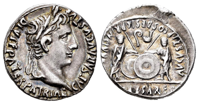 Augusto. Denario. 14 d.C. Lugdunum. (Spink-1597). (Ric-207). Anv.: CAESAR AVGVST...