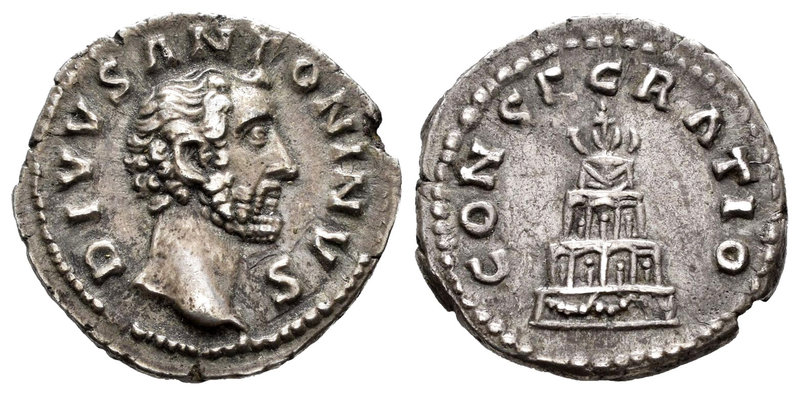 Antonino Pio. Denario. 161 d.C. Roma. (Ric-438). Anv.: DIVVS ANTONINVS. Busto de...