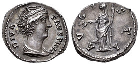 Faustina Madre. Denario. 147 d.C. Roma. (Spink-4582). (Ric-360). Rev.: AVGVSTA. Ceres en pie a izquierda con espiga y lanza . Ag. 2,91 g. Bonita pátin...