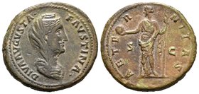 Faustina Madre. Dupondio. 141 d.C. Roma. (Spink-4635). (Ric-1163a). Rev.: AETERNITAS SC. Ae. 11,42 g. MBC+. Est...180,00.